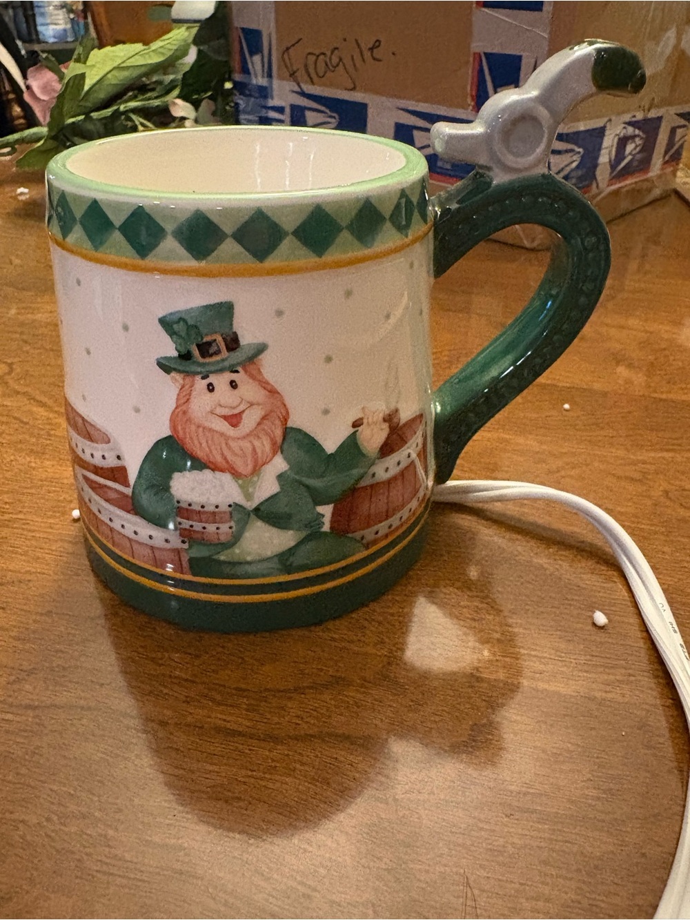 Vintage Holiday Leprechaun Ceramic Mug - Green